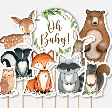 Wood animal party centerpieces printable