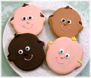 baby shower face cookie