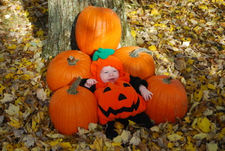 Infant in Pumpkin costume