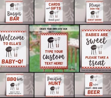Printable baby bbq party signs