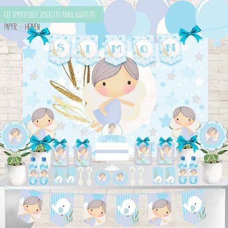 Angel boy baby shower bapsitim party decorations